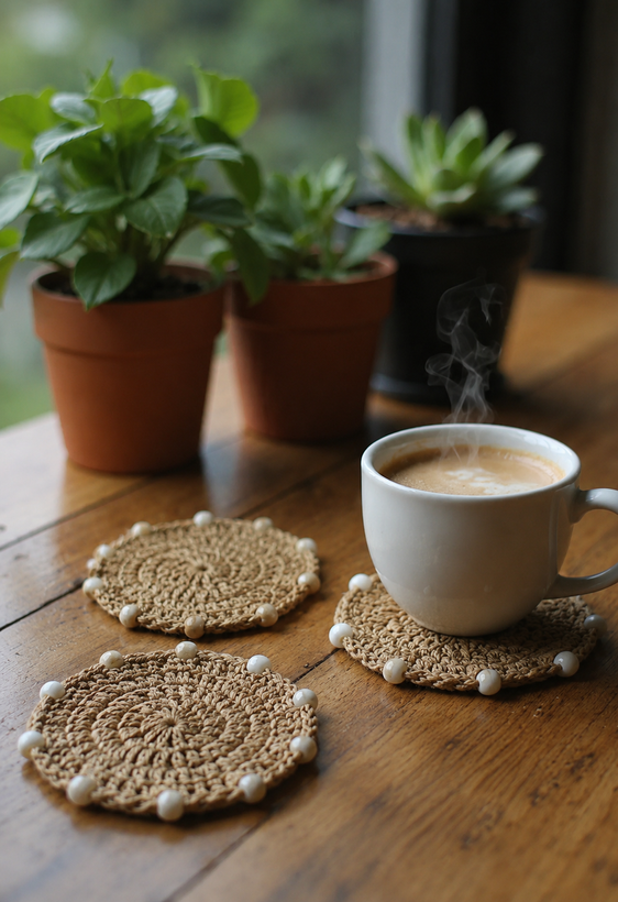 زیرلیوانی دستبافت رافیا